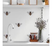 RKYRRKI Tile Stickers Bee Grey Bathroom Tile Stickers PVC Stick on Bathroom Tiles Self Adhesive Tiles Durable Kitchen Stick on Tiles Peel and Stick Floor Tiles Wall Tile Stickers 20x20cm/10 Pcs