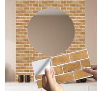 RKYRRKI Tile Stickers Brown Brick Bathroom Tile Stickers PVC Self Adhesive Tiles Durable Stick on Bathroom Tiles Kitchen Stick on Tiles Wall Tile Stickers Peel and Stick Floor Tiles 15x30cm/5 pcs