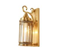 RKYRRKI Vintage Outdoor IP62 Waterproof Wall Sconces Fixture With Glass Shade H65 Copper Wall Lights Villa Garden Patio Balcony E27 Wall Lamp Decoration Lighting
