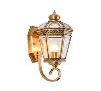 RKYRRKI Vintage Patio IP45 Waterproof Outdoor Wall Lamp E27 European Style Copper Wall Sconces Corridor Balcony Wall Lights Decoration Lighting