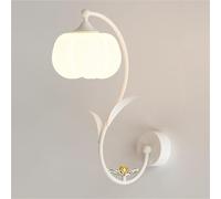 RKYRRKI Vintage Pumpkin Bedside Wall Sconce, Modern Minimalist Green Indoor Wall Light with 3 Color Modes, Nordic Cream Wind Flower Design, Hardwired Wall Mounted Lamp for Bedroom, Hallway, Liv
