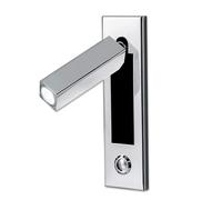 RKYRRKI Wall Lamps Sconces Engineering Reading Lamp Hotel Headboard Spotlight, LED Bedroom Lamp Wall Light Sconce, Bedside Reading Light Recessed Push Switch, 360° Rotatable 90° Foldable(Chrome)