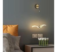 RKYRRKI Wall Light for Bedroom Simple LED Nordic Metal Sconces Indoor Acrylic Adjustable Hanging Wire Bird Sconce Bird Shape Board Lamps for Bedroom Living Room Lighting(Warm lig