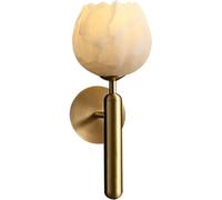 RKYRRKI Wall Light Sconce New Chinese Flower Marble Wall Lights, E 14 Light Source Full Copper Wall Sconces, Retro Bedroom Bedside Background Wall Lamp, Living Room Study Entrance Corridor Decorat