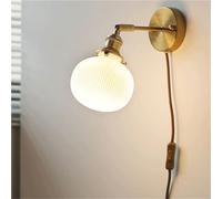 RKYRRKI Wall Sconce Vintage Plug-in Ceramic Shade Lamp with Adjustable Switch Cord Soft Ambient Lighting for Bedroom Living Room Reading Nook Home Decor Use(A)