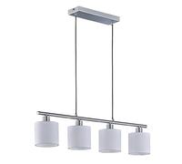 RL LIVE YOUR LIGHT Reality Leuchten Tommy R30334001 Pendant Lamp, Nickel Matte, Fabric Shade White