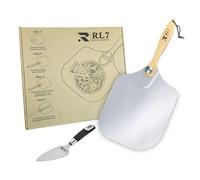 RL7 Pizza Peel 12X14 Inch Aluminum Metal Pizza Paddle with Foldable Wood Handle for Easy Storage - Pizza Peel Set Oven Tools for Baking Homemade Pizza Bread, Cookies & Cake (30x36cm)