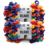 RLANE Loop Yarn for Finger Knitting Soft - Chunky Yarn for Hand Knitting - 2 Pack of 180 G/6.4 Oz - #7 Jumbo - 18 Yards - Chenille Blanket Yarn for Crocheting Blankets Amigurumi (2, Bright Rainbow)