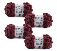 RLANE Loop Yarn for Finger Knitting Soft - Chunky Yarn for Hand Knitting - 2 Pack of 180 G/6.4 Oz - #7 Jumbo - 18 Yards - Chenille Blanket Yarn for Crocheting Blankets Amigurumi (4, Dark Red)