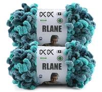 RLANE Loop Yarn for Finger Knitting Soft - Chunky Yarn for Hand Knitting - 2 Pack of 180 G/6.4 Oz - #7 Jumbo - 18 Yards - Chenille Blanket Yarn for Crocheting Blankets Amigurumi (2, Seaport Teals)