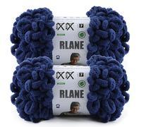 RLANE Loop Yarn for Finger Knitting Soft - Chunky Yarn for Hand Knitting - 2 Pack of 180 G/6.4 Oz - #7 Jumbo - 18 Yards - Chenille Blanket Yarn for Crocheting Blankets Amigurumi (2, Navy Blue)