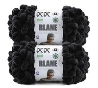 RLANE Loop Yarn for Finger Knitting Soft - Chunky Yarn for Hand Knitting - 2 Pack of 180 G/6.4 Oz - #7 Jumbo - 18 Yards - Chenille Blanket Yarn for Crocheting Blankets Amigurumi (2, Black)