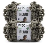 RLANE Loop Yarn for Finger Knitting Soft - Chunky Yarn for Hand Knitting - 2 Pack of 180 G/6.4 Oz - #7 Jumbo - 18 Yards - Chenille Blanket Yarn for Crocheting Blankets Amigurumi (2, Brown)