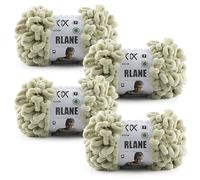 RLANE Loop Yarn for Finger Knitting Soft - Chunky Yarn for Hand Knitting - 4 Pack of 180 G/6.4 Oz - #7 Jumbo - 18 Yards - Chenille Blanket Yarn for Crocheting Blankets Amigurumi (4, Almond)