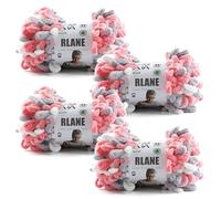 RLANE Loop Yarn for Finger Knitting Soft - Chunky Yarn for Hand Knitting - 4 Pack of 180 G/6.4 Oz - #7 Jumbo - 18 Yards - Chenille Blanket Yarn for Crocheting Blankets (4, Pink - White - Gray)