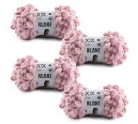 RLANE Loop Yarn for Finger Knitting Soft - Chunky Yarn for Hand Knitting - 4 Pack of 180 G/6.4 Oz - #7 Jumbo - 18 Yards - Chenille Blanket Yarn for Crocheting Blankets Amigurumi (4, Pink)