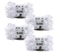 RLANE Loop Yarn for Finger Knitting Soft - Chunky Yarn for Hand Knitting - 4 Pack of 180 G/6.4 Oz - #7 Jumbo - 18 Yards - Chenille Blanket Yarn for Crocheting Blankets Amigurumi (4, White)