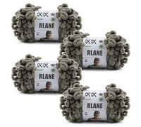 RLANE Loop Yarn for Finger Knitting Soft - Chunky Yarn for Hand Knitting - 4 Pack of 180 G/6.4 Oz - #7 Jumbo - 18 Yards - Chenille Blanket Yarn for Crocheting Blankets Amigurumi (4, Brown)
