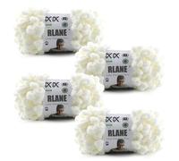 RLANE Loop Yarn for Finger Knitting Soft - Chunky Yarn for Hand Knitting - 4 Pack of 180 G/6.4 Oz - #7 Jumbo - 18 Yards - Chenille Blanket Yarn for Crocheting Blankets Amigurumi (4, Cream)