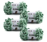 RLANE Loop Yarn for Finger Knitting Soft - Chunky Yarn for Hand Knitting - 4 Pack of 180 G/6.4 Oz - #7 Jumbo - 18 Yards - Chenille Blanket Yarn for Crocheting Blankets (4, Sage Green - Mint Green)