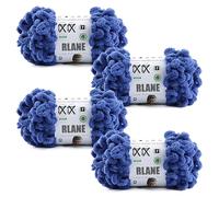 RLANE Loop Yarn for Finger Knitting Soft - Chunky Yarn for Hand Knitting - 4 Pack of 180 G/6.4 Oz - #7 Jumbo - 18 Yards - Chenille Blanket Yarn for Crocheting Blankets Amigurumi (4, Royal Blue)