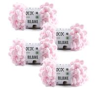 RLANE Loop Yarn for Finger Knitting Soft - Chunky Yarn for Hand Knitting - 4 Pack of 180 G/6.4 Oz - #7 Jumbo - 18 Yards - Chenille Blanket Yarn for Crocheting Blankets Amigurumi (4, Light Pink)