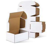RLAVBL 25 Pack 229x153x102 mm (9x6x4 in) White Small Cardboard Boxes, Corrugated Postage Boxes for Shipping, Mailing, Packaging, Posting