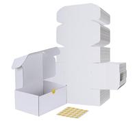 RLAVBL 25 Pack Shipping Boxes 229x153x102 mm, White Cardboard Box with Smiling Faces Stickers, Ideal for Storage, Transport and Small Businesses