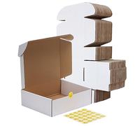 RLAVBL 254x204x77 mm (10x8x3 in) Shipping Boxes Set of 25, White Corrugated Cardboard Box for Packing, Mailing, Business