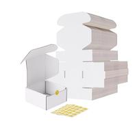 RLAVBL 8x5.5x1.6 Shipping Boxes Set of 25, White Corrugated Cardboard Box for Packing, Mailing, Business