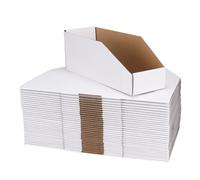 RLAVBL Cardboard Storage Boxes, 35 Pack 30.5x10.2x11.4 cm, Trapezoidal Open Top Cardboard Box for Organisation Home Locker, Closet, Shelf, Warehouse, Garage and Office