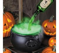 RLBBTY Halloween Witch Bucket,Halloween Cauldron Decoration with Magic Floating Potion Bottles and Diffuser,DIY Spooky Vintage Black Plastic Witches for Home Table Mantel Kitchen (Without Skeleton)