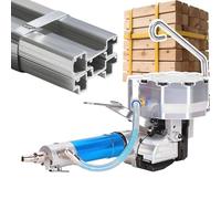 RLCJBMSUG Machine Pneumatic Strapping With 10.1lb, Sealless Bander Combination Process 0.75" Abrasive Steel Straps, Portable Tension Lock Strapping Device Manual Banding Packing Tool