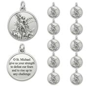 Rlcvecv 10 Pcs St Michael Medal Saint Michael Pendant,St Michael Pendant for Archangel Michael Necklace,San Miguel Arcangel Medalla Religious Medals for Men Women