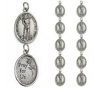 Rlcvecv 10 Pcs St Sebastian Medal with Holy Cards Set, Saint Sebastian Metal Pendant for Athletes Necklace Bracelet Keychain Rosary,Pray For Us Religious Medals Catholic