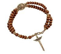 Rlcvecv Catholic Saint Michael Rosary Bracelet,Religious St Michael Corded Wood Rosary Bracelet for Men & Women