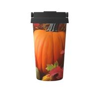 RLDOBOFE 16 oz Tumbler with Flip Lid and Handle Stainless Steel Vacuum Insulated Coffee Mug Double Wall Travel Tumblers Harvest Pumpkin Coffee Cup Gifts for Women Men Outdoor Thermal Cup
