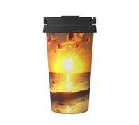 RLDOBOFE 16 oz Tumbler with Flip Lid and Handle Stainless Steel Vacuum Insulated Coffee Mug Double Wall Travel Tumblers Beach Sunrise Coffee Cup Gifts for Women Men Outdoor Thermal Cup