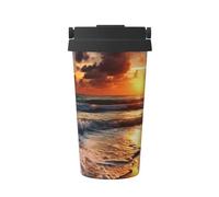 RLDOBOFE 16 oz Tumbler with Flip Lid and Handle Stainless Steel Vacuum Insulated Coffee Mug Double Wall Travel Tumblers Beach Sunrise Coffee Cup Gifts for Women Men Outdoor Thermal Cup