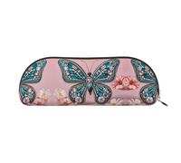 RLDOBOFE 19ca4ba04eb3e002f353af7533ef3a1 Leather Pencil Case with Zipper for Pencils, Pens, Markers, Makeup, Coin, Coins, Rhinestone Butterfly, Taille unique