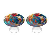 RLDOBOFE 2 Pack Art Colorful Chicken Cabinet Knob Stainless Steel Drawer Pull with Screws Round Cabinet Handle 1.1 Inch Hardware Decorative Knobs for Kitchen Furniture Cupboard