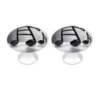 RLDOBOFE 2 Pack Black White Music Note Cabinet Knob Stainless Steel Drawer Pull with Screws Round Cabinet Handle 1.1 Inch Hardware Decorative Knobs for Kitchen Furniture Cupboard