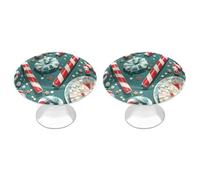 RLDOBOFE 2 Pack Christmas Candy Cane Cabinet Knob Stainless Steel Drawer Pull with Screws Round Cabinet Handle 1.1 Inch Hardware Decorative Knobs for Kitchen Furniture Cupboard