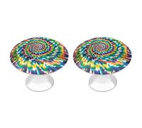 RLDOBOFE 2 Pack Colorful Spiral Tie Dye Cabinet Knob Stainless Steel Drawer Pull with Screws Round Cabinet Handle 1.1 Inch Hardware Decorative Knobs for Kitchen Furniture Cupboard