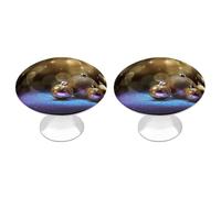 RLDOBOFE 2 Pack Golden Glitter Christmas Cabinet Knob Stainless Steel Drawer Pull with Screws Round Cabinet Handle 1.1 Inch Hardware Decorative Knobs for Kitchen Furniture Cupboard