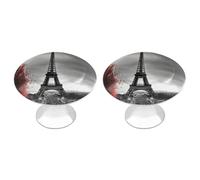 RLDOBOFE 2 Pack Grey Paris Eiffel Tower Cabinet Knob Stainless Steel Drawer Pull with Screws Round Cabinet Handle 1.1 Inch Hardware Decorative Knobs for Kitchen Furniture Cupboard