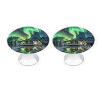 RLDOBOFE 2 Pack Northern Lights Cabinet Knob Stainless Steel Drawer Pull with Screws Round Cabinet Handle 1.1 Inch Hardware Decorative Knobs for Kitchen Furniture Cupboard