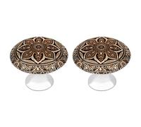 RLDOBOFE 2 Pack Round Batik Patterns Cabinet Knobs with Screws Stainless Steel Kitchen Cupboard Handles Decorative Dresser Drawer Knob Door Pulls Hardware for Home Bathroom