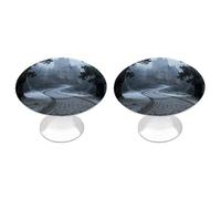 RLDOBOFE 2 Pack Round Castle Pathway Woods Cabinet Knobs with Screws Stainless Steel Kitchen Cupboard Handles Decorative Dresser Drawer Knob Door Pulls Hardware for Home Bathroom
