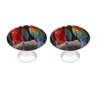 RLDOBOFE 2 Pack Round Colored Parrots Cabinet Knobs with Screws Stainless Steel Kitchen Cupboard Handles Decorative Dresser Drawer Knob Door Pulls Hardware for Home Bathroom